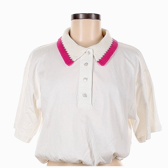 ZARA WHITE POLO WITH KNITTED COLLAR 💖 - Picture 1 of 3
